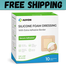 AUVON Silicone Foam Dressing with Large Adhesive Border, 3