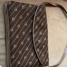 Etienne Aigner Brown Logo Shoulder Bag Magnetic Snap Gold Hardware Medium picture