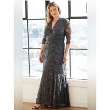 Kiyonna Gray Screen Siren Lace Dress Woman's Plus Size 0X (Woman's size 10-12) picture