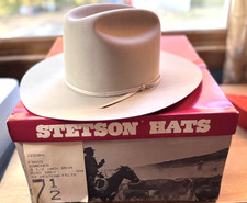 Vintage Stetson Rancher 5X Beaver Felt Western Cowboy Hat - Mist Grey - Size 7.5 picture