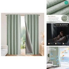 Joydeco Blackout Curtains Sage Green 37