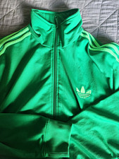 adidas Originals Green Full-Zip Track Jacket Mens L Knit Polyester Pockets picture