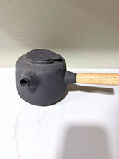 Stelton Theo Gray Matte Ceramic Tea Pot w/ Wood Handle & Lid, Modern picture