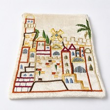 Yair Emanuel Embroidered Jerusalem Windmill  Zippered Crossbody Bag picture