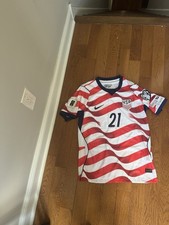 Nike USA National Team Timothy Weah #21 Soccer Jersey White Red Blue L picture