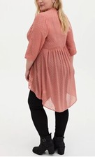 Torrid Lexie Desert Sand Metallic Clip Dot Chiffon Hi-Low Babydoll Tunic sz 2X picture