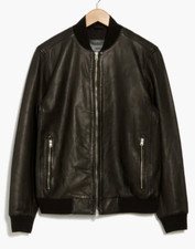 NEW, AllSaints Men's Niko Leather Bomber Jacket in Black SZ L #SJ2276 picture