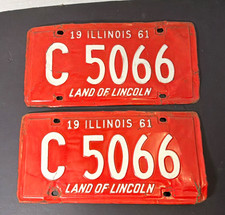 1961 Illinois License Plate Pair C 5066 