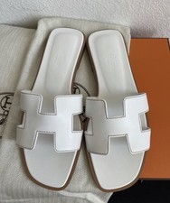 Hermès Women’s White Oran Slide Sandals Slip-On EU 38 US 7 💎 picture