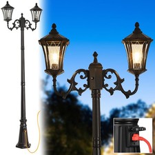 SCNYCUL 2-Head Hardwired Outdoor Lamp Post Light with Outlet Dusk to Dawn XL picture