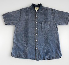 Scully Farthest Point Men’s L Blue Denim Cotton Short Sleeve Button-Up 4800 picture