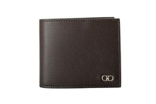 Salvatore Ferragamo Men's Chocolate Brown Pebbled Leather Bifold Wallet picture