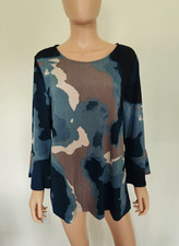 Chico's Travelers Women's Teal Multi Slinky Stretch Knit Tunic Top 3, US Size XL picture