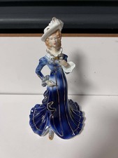 Vintage Porcelain Figurine – Elegant Lady in Cobalt Blue & Gold Dress picture