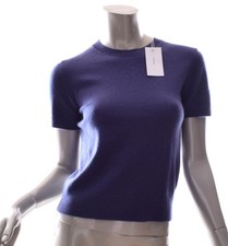 Vince Wool Cashmere Blend Short Sleeve Pullover Sweater Dark Navy Blue Sz XS NWT picture