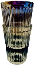 IKEA VARDAGEN VERTICAL RIBBED Small Tumbler Juice Glass 4” 7Oz Set Of 2 picture