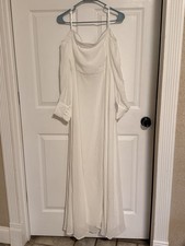Lulus Adorna White Off Shoulder Maxi Bridal Wedding Dress XL NWT picture