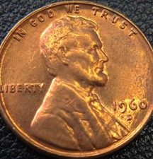 RARE 1960-D/D RPM Small Date Lincoln Cent - FS-501 - AU/UNC Red picture