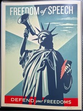 Shepard Fairey Obey Defend Your Freedoms Signed Screen Print Art Ltd Ed /400 picture