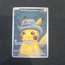 ✨Pokemon Pikachu Grey Felt Hat Van Gogh ACG Art Black Star Promo Card FAN Art picture