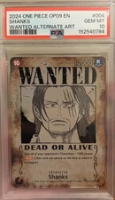 2024 ONE PIECE OP09-EMPERORS IN THE NEW WORLD WANTED ALTERNATE ART SHANKS PSA 10 picture