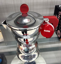 Alessi Moka Alessi Moka Pot Stovetop Espresso Maker for Ground Coffee Silver/Red picture