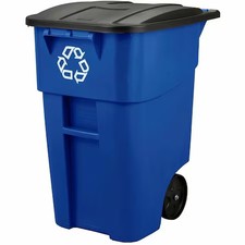 Rubbermaid Commercial Fg9w2773blue 50 Gal Rectangular Recycling Bin, Flat Top, picture