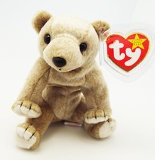 VTG TY BEANIE BABY BABIES ORIGINAL ALMOND THE BEAR PE w/ERRORS RETIRED 1999 NEW picture
