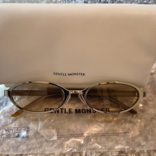 Gentle Monster Oval Sunglasses Silver Metal Frame Brown Tinted Lenses UV picture