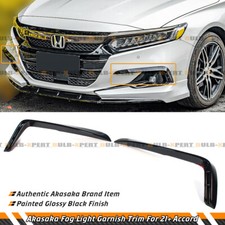 FOR 2021-22 HONDA ACCORD AKASAKA GLOSS BLACK BUMPER FOG LIGHT UPPER TRIM GARNISH picture