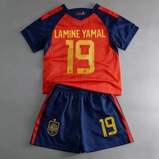 Youth Kid Lamine Yamal #19 Spain Home Soccer Jersey & Short Set 18-28 picture