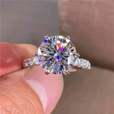 IGI 4 Ct Round F/VS1 Lab Grown Diamond Engagement Wedding Ring 14K White Gold picture