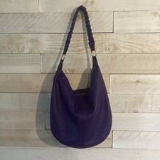 Mellow World Purple Pebbled Shoulder Bag, Gold Hardware, Zip, Detachable Strap picture