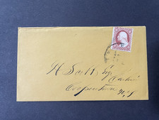 1850s 3c Washington Claret Cover Scott 26 Copenhaven NY Civil War Era Envelope picture