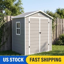 5x3ft/6x4.4ft Outdoor Resin Storage Plastic Garden Shed with Floor and windows picture