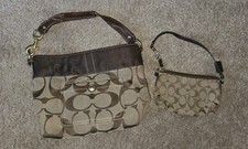 Vintage Coach 2-Piece Leather Shoulder Bag & Wristlet Brown picture