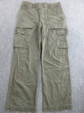 James Perse Pants Mens 3 Green Twill Cargo Straight Leg Elastic Waist Casual picture