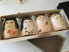 Japanese Kokeshi Wooden Doll Set Lot of 4 KY404 Folk Art Collectible 13+ picture