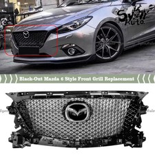 FITS 2017-2018 MAZDA 3 GLOSSY BLACK HONEYCOMB FRONT GRILL REPLACEMENT W/ EMBLEM picture