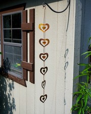 Hanging Hearts Ornament, Flamed Metal, Handcrafted, Romantic Outdoor Accent picture