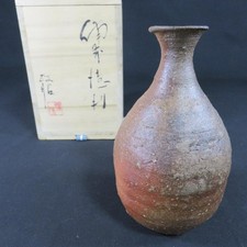 Masaaki Inomata Bizen Ware Tokkuri Sake Flask 14.5cm Signed Wood Box picture