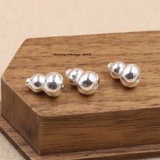 3PCS Solid 925 Sterling Silver Smooth Gourd Bead DIY Bracelet Necklace Charm picture