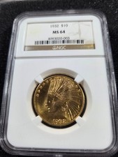 🌟 1932 $10 Gold Coin Eagle Indian Pre-1933 Gold U.S. Coin NGC MS64 picture