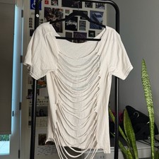 Custom Slit Back Graphic Tee White There's No Place I'd Be picture