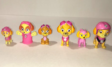 PAW Patrol Skye Plastic Figure Set Lot of 6 - Pink Purple Yellow Tan Black picture