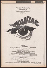 MANIAC – Original 1979 Trade AD / poster – Joe Spinell – William Lustig – 1980 picture
