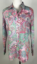 *NWT* TALBOTS L/S Lightweight Cotton PAISLEY Shirt - S, Pink Turq Blue picture