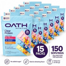 Oath Nutrition Clear Whey Protein Variety Pack 150 Servings Packets Exp 2028 picture