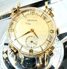 Vintage BENRUS 17J 10K RGP BR2 KNOTTED LUGS 1950s MCM Wind Mechanical Watch Runs picture