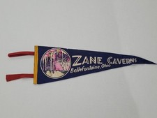 Vintage zane Caverns bellefontaine ohio Oh Souvenir pennant picture